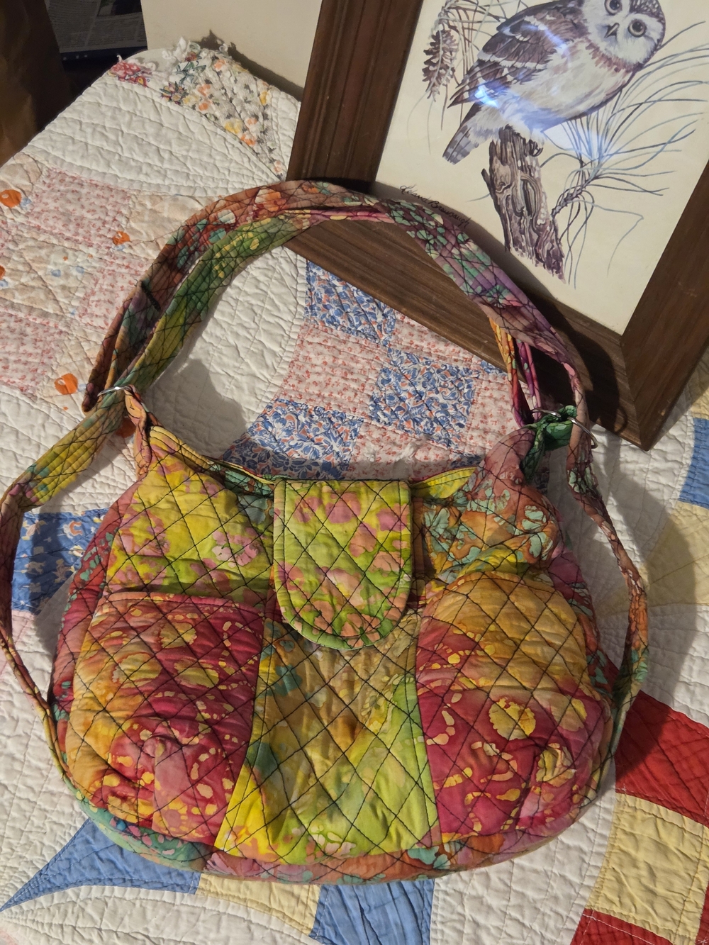 Quilted Multicolor Patchwork Shoulder Bag - Women's Casual Tote Unmarked Boho